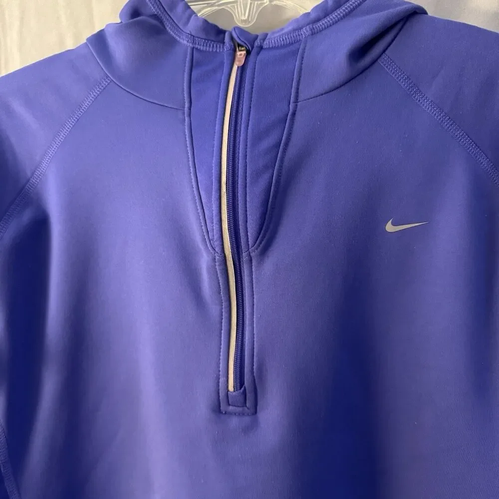 Nike Dri Fit Women's 1/2 Zip Large Purple Long Sleeve Shirt Running Activewear